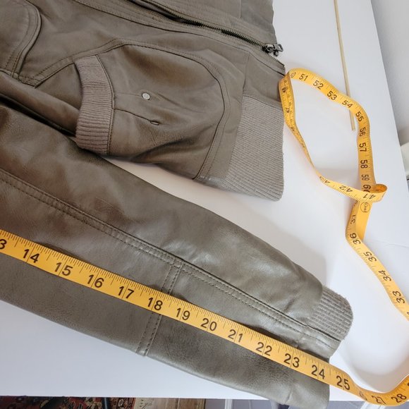 Bernardo Woman's Vegan Leather Motor Cycle/Bomber Style Jacket, Dark Tan, Size M - Picture 12 of 15